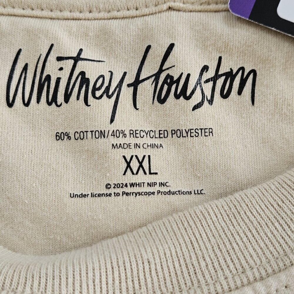 Whitney Houston Sweatshirt Womens XXL Beige LS Fleece Inside Music Icon Boho NWT - Picture 3 of 16